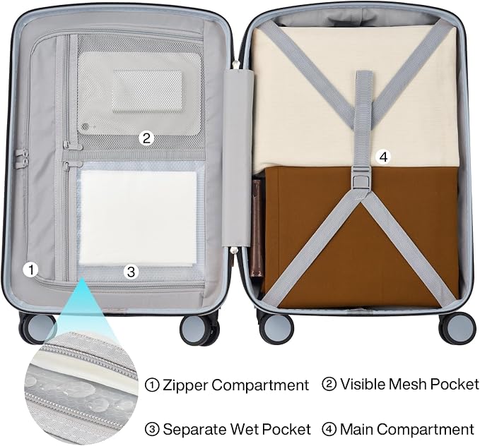 Hanke 24 Inch Luggage with Spinner Wheels Lightweight PC Hard Shell Suitcases