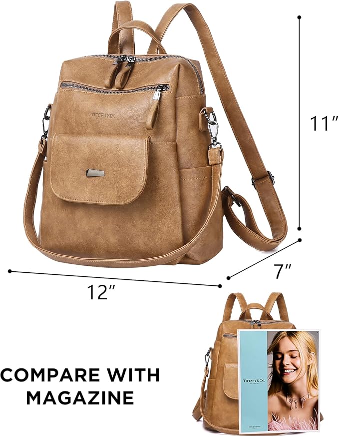 PU Leather Backpack Purse for Women Fashion Multipurpose Design Handbag Ladies