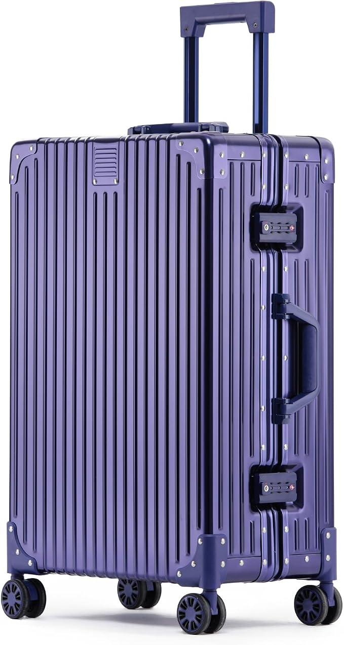 Metal All Aluminum Carry-on Luggage TSA Customs Lock Zipperless Silent Rotary