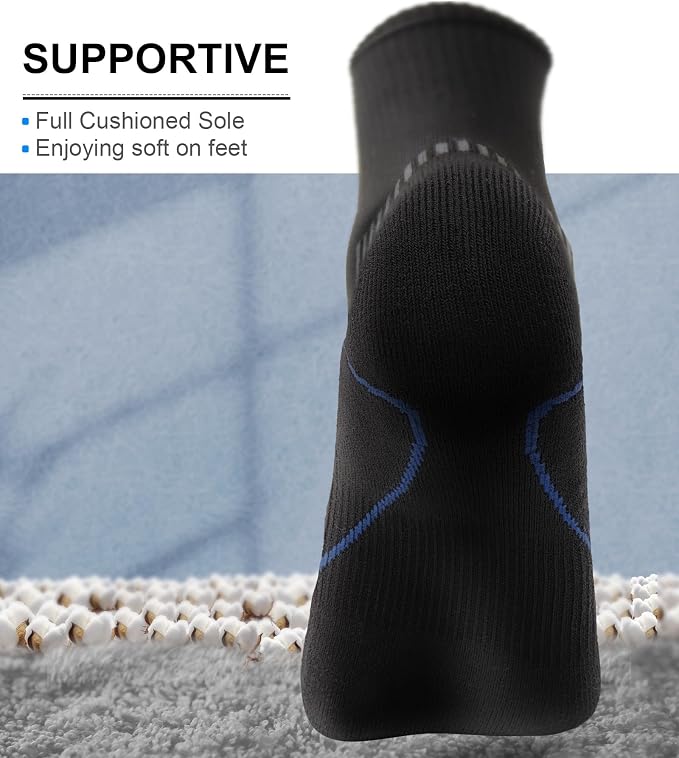 BULLIANT Compression Socks for Men 6Pairs, Athletic Crew Socks Cushioned For