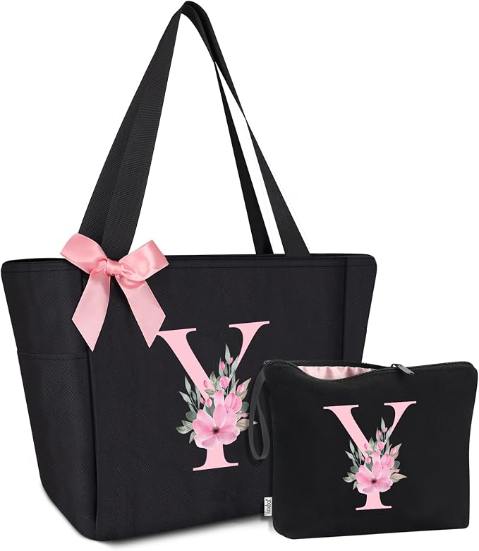 Vavabox Tote Bag, A-Z Initial Monogrammed Waterproof Tote Bag, Bridesmaid Gifts