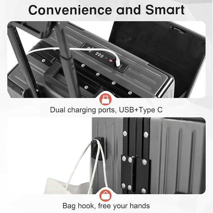 Carry On Luggage 22x14x9 Airline Approved Aluminum Frame, 20 Inch Hard Shell
