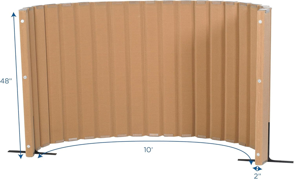 Angeles, Quiet Divider with Sound Sponge 48" x 10' Wall in Natural Tan, Free-Standing Classroom Partition for Enhanced Classroom Productivity and Noise Reduction