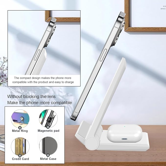 25W Wireless ChargerFoldable 2 in 1 Wireless Charging Station for Apple iPhone 16/16 Pro/15/14/13/12/11/Plus/SE/X/AirpodsPDKUAI 15W Fast Dual Wireless Induction Charge Stand for Samsung/LG