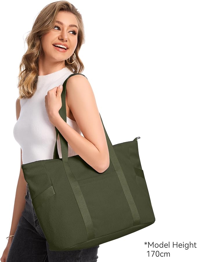 Tote Bag for Women with Zipper, Travel Tote Bags with Compartments Large