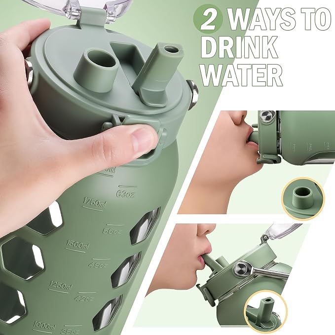 MUKOKO 64oz Glass Water Bottles