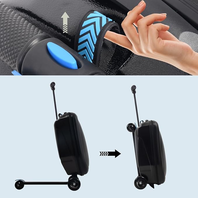 20" Scooter Suitcase for Kids, 2-in-1 Ride On Luggage