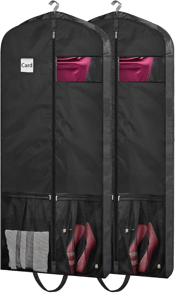 54" Garment Bags for Travel, 2 Pack Dress Bag for Hanging Clothes Storage