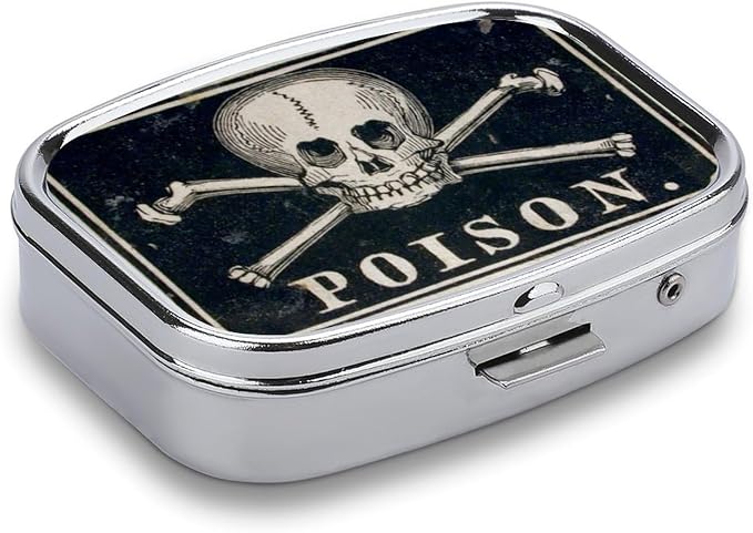 Metal 2 Compartment Pill Organizer Travel Friendly Portable Compact Pill Box