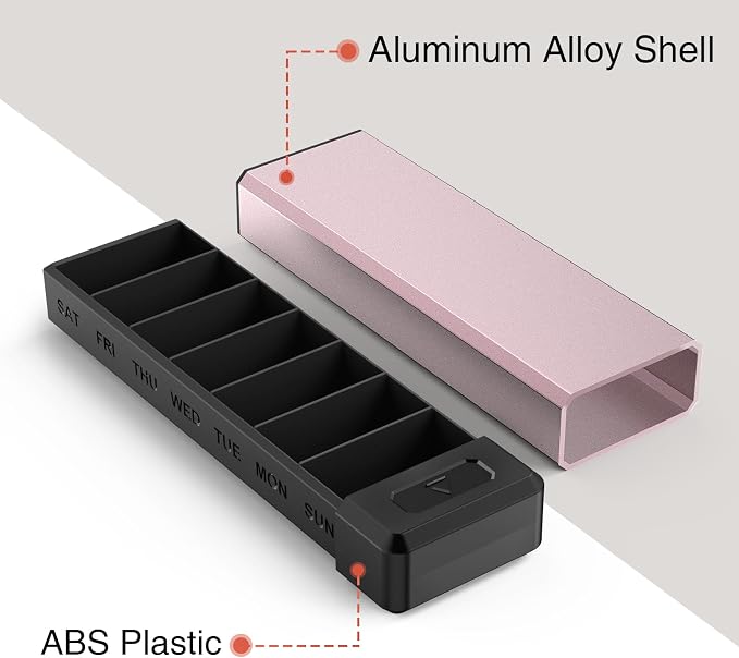 HEIYING Pill Organizer with Aluminum Shell