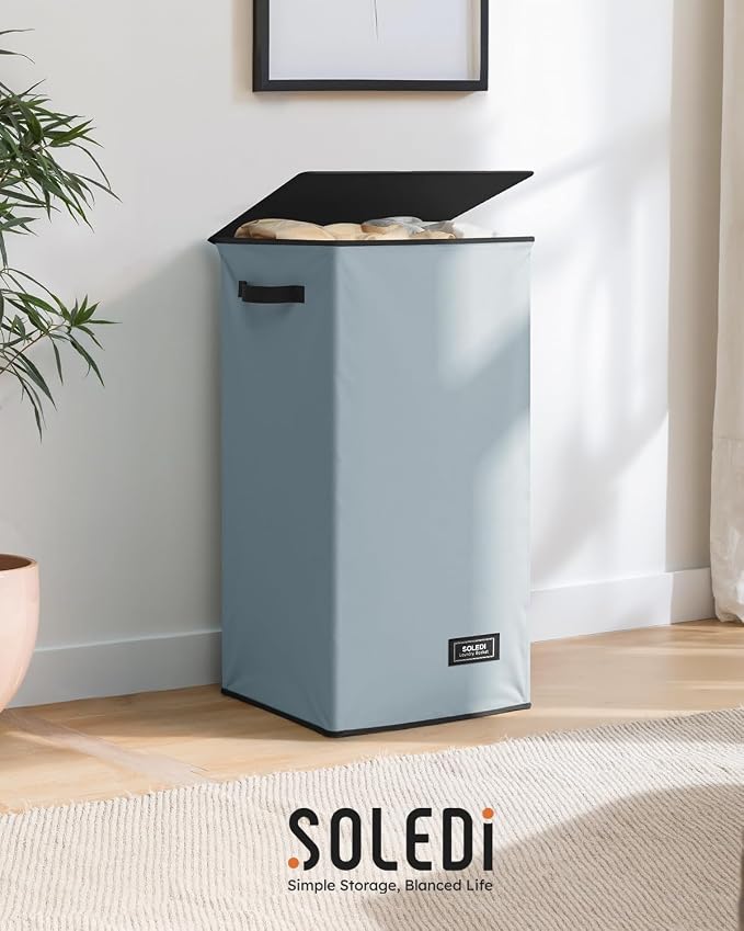 SOLEDI Laundry Hamper with Lid 100L Large & Tall Collapsible Laundry Basket