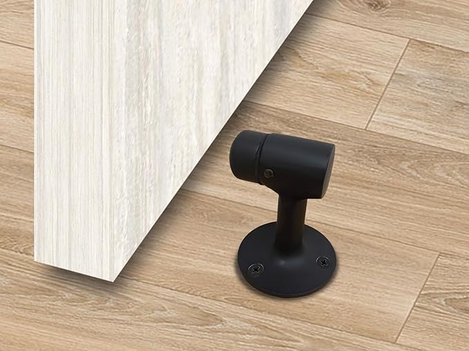 QCAA Solid Brass Door Stop, Matte Black, 1 Pack