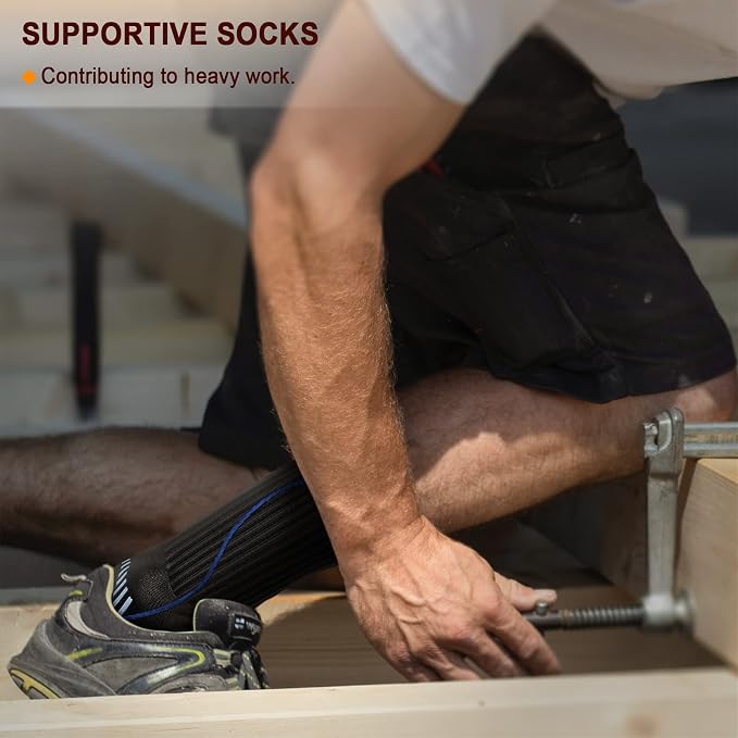 BULLIANT Compression Socks for Men 6Pairs, Athletic Crew Socks Cushioned For