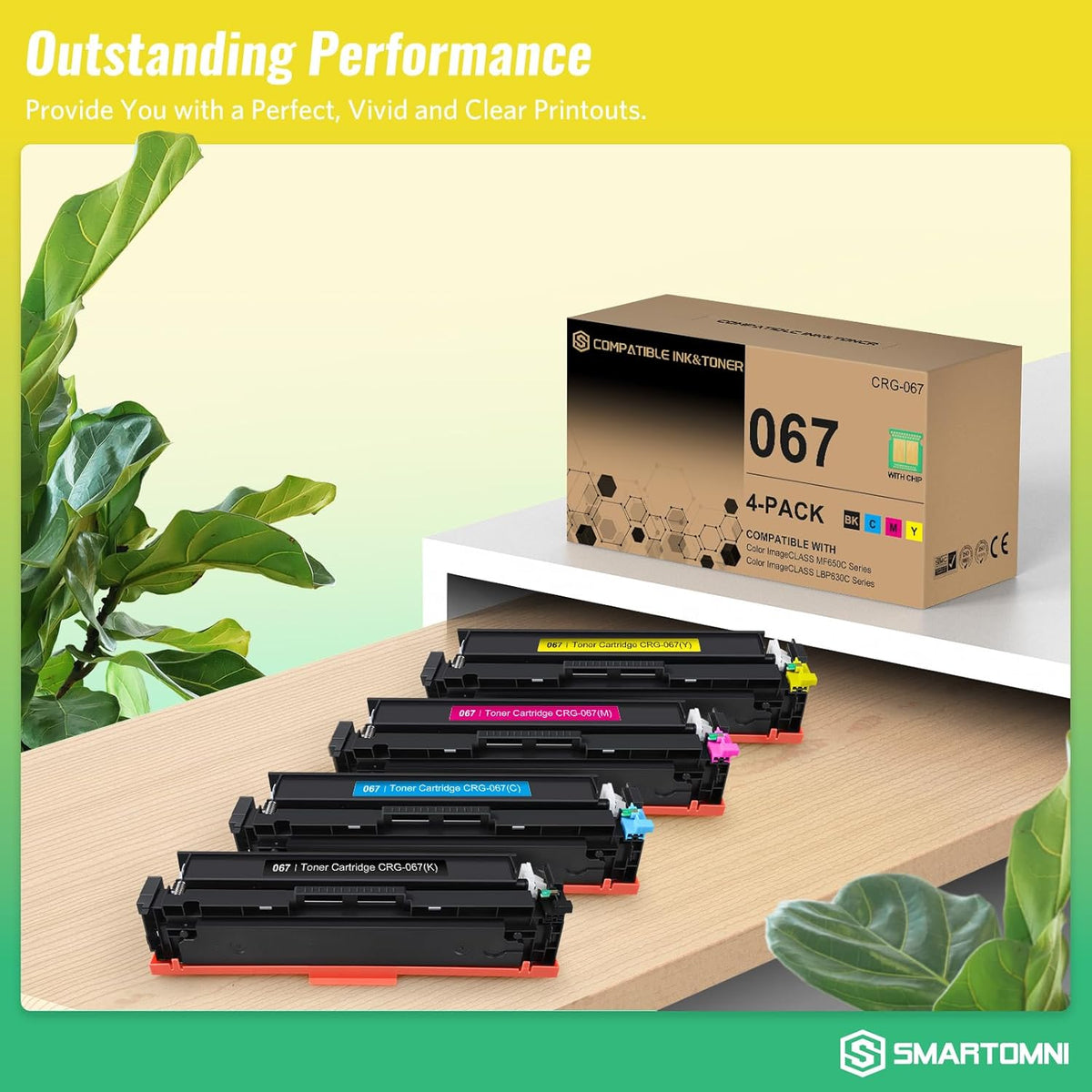 067 Toner Cartridge Set Replacement for Canon 067 067H Toner Cartridge Compatible With Canon Color ImageCLASS MF653Cdw MF656Cdw LBP632Cdw MF654Cdw LBP633Cdw MF650C LBP630C Series Printers 4-Pack Color