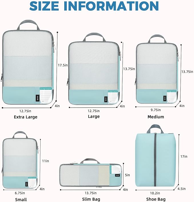 BAGAIL 6 Set/4 Set Lightweight Compression Packing Cubes