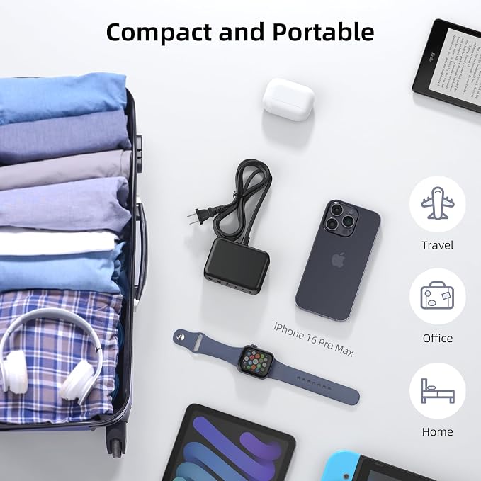 USB C Charger Block, 100W GaN 6 Port PD USB C QC USB A Wall Charger Adapter