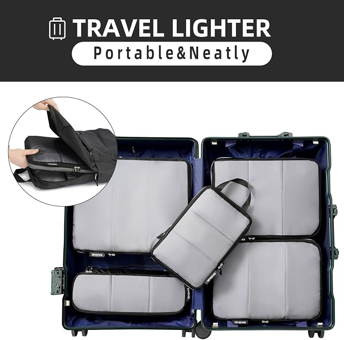 BAGAIL 6 Set Ultralight Compression Packing Cubes Packing Organizer