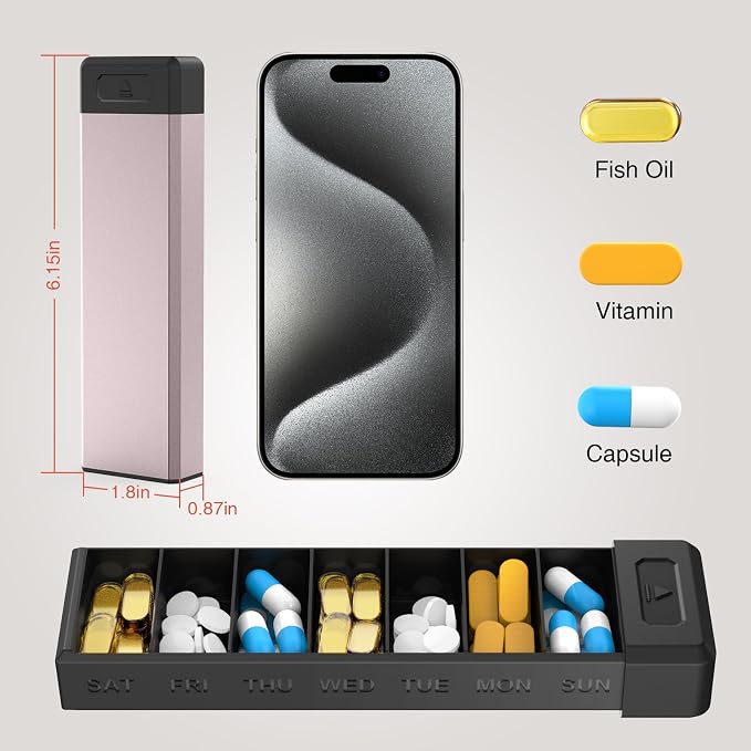 HEIYING Pill Organizer with Aluminum Shell