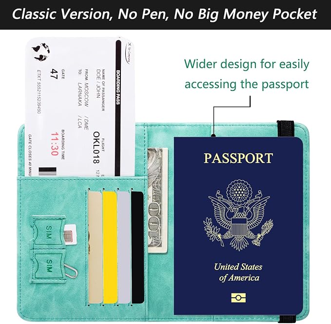 Passport Holder Cover Wallet Travel Essentials RFID Blocking Leather Card Case