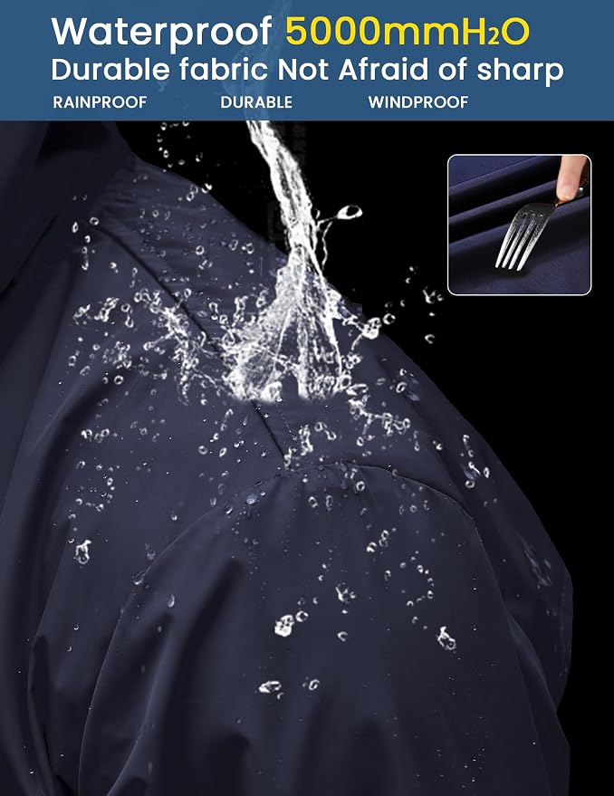 COOFANDY Men's Long Raincoat Ligtweight Rain Jacket Waterproof Outdoor Jackets