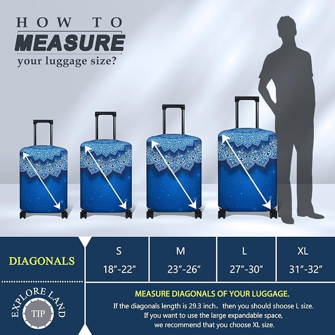 Explore Land Travel Luggage Cover Suitcase Protector Fits 31-32 Inch Case