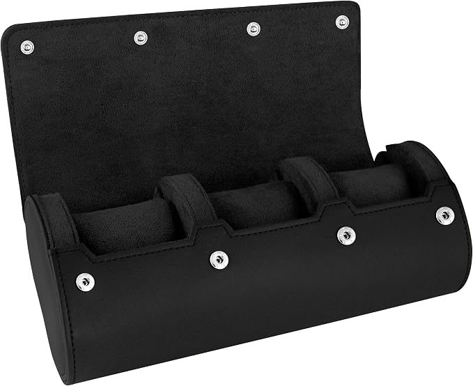 Barton Leather Watch Roll for 3 Watches | Convenient Organizer Case for Travel
