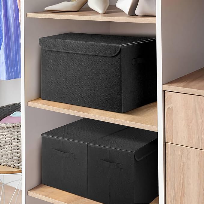 Large 22 Quart Linen Fabric Foldable Storage Bin Cube Organizer Basket