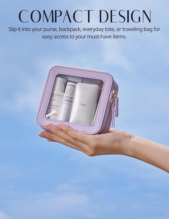 Popvibe Clear Makeup Bag Travel Cosmetic Case Transparent Toiletry Bag