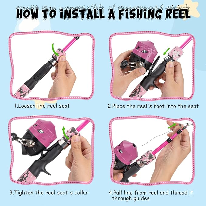 Kids Fishing Pole Set, Telescopic Fishing Rod Reel Combo Kids Starter Kit