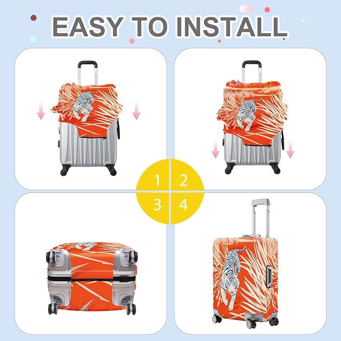ANNA QUEEN Funny White Tiger Luggage Cover, Suitcase Protector