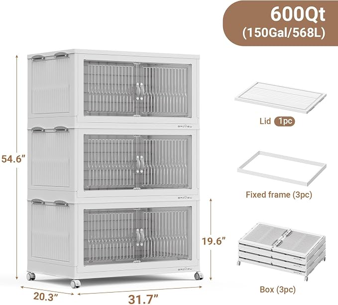 BROVIEW 600Qt Extra Large Stackable Storage Bins
