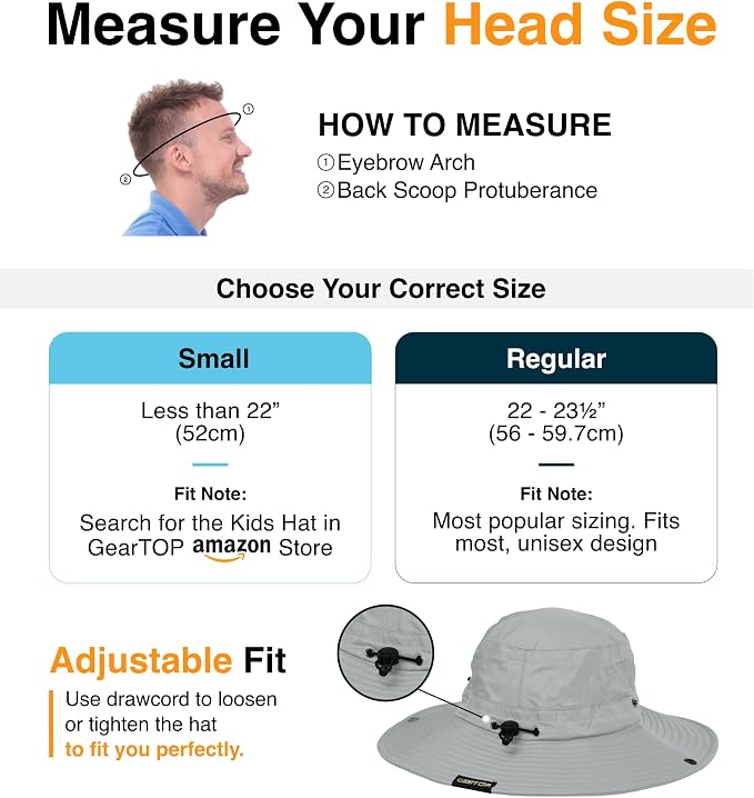 GearTOP Safari Sun Hat for Men and Sun Hats for Women UV Protection UPF 50+