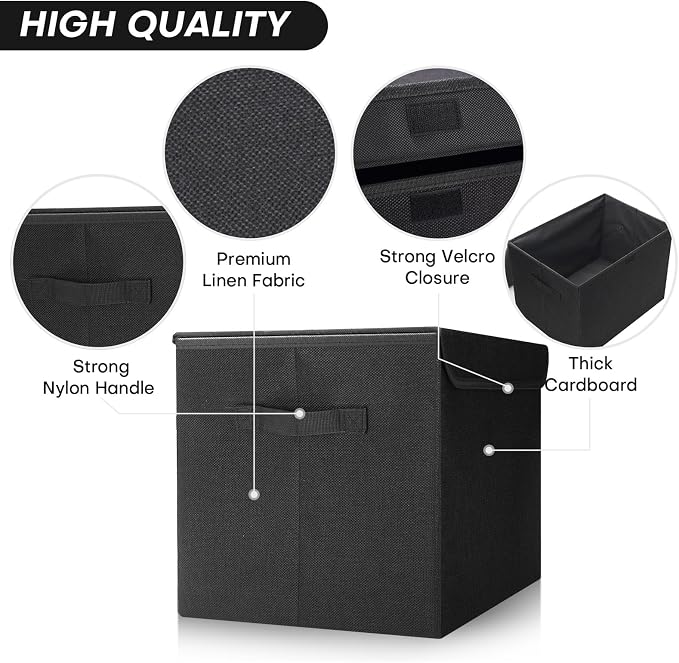 Large 22 Quart Linen Fabric Foldable Storage Bin Cube Organizer Basket