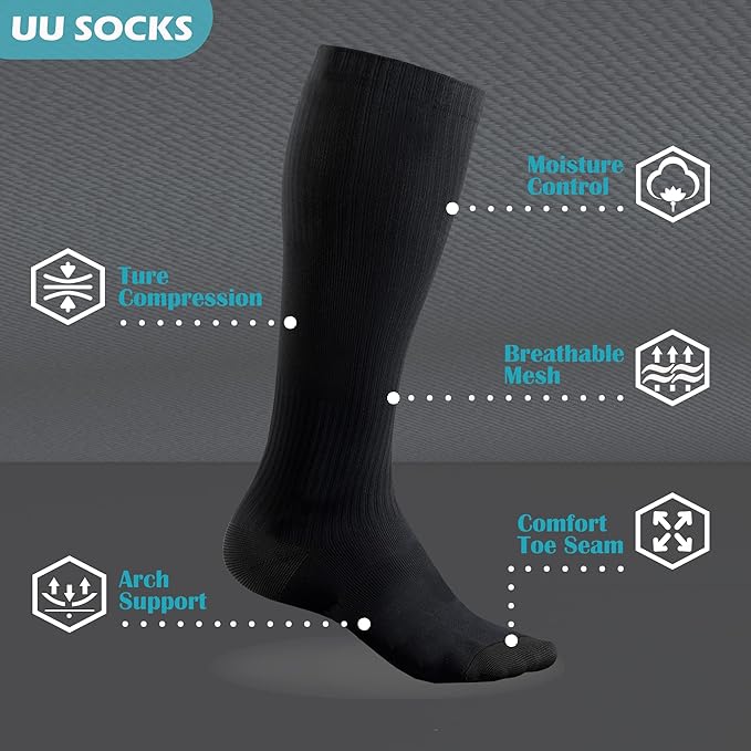 Medical Compression Socks for Women and Men 3 Pairs 20-30 mmHg Knee High