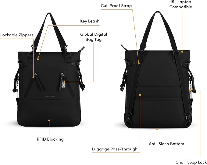 Sherpani Tempest, Anti Theft Convertible Backpack Tote, 14L Travel Backpack