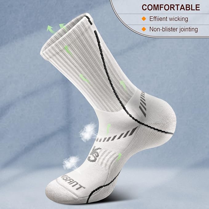 BULLIANT Compression Socks for Men 6Pairs, Athletic Crew Socks Cushioned For