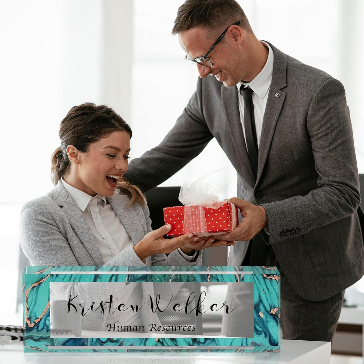 Gowelly Office Desk Name Plate Personalized |Custom Name Plates for Desk| Custom Employee Appreciation Gifts | Office Gifts for Women, Boss, Employee, Teacher, Social Worker-1