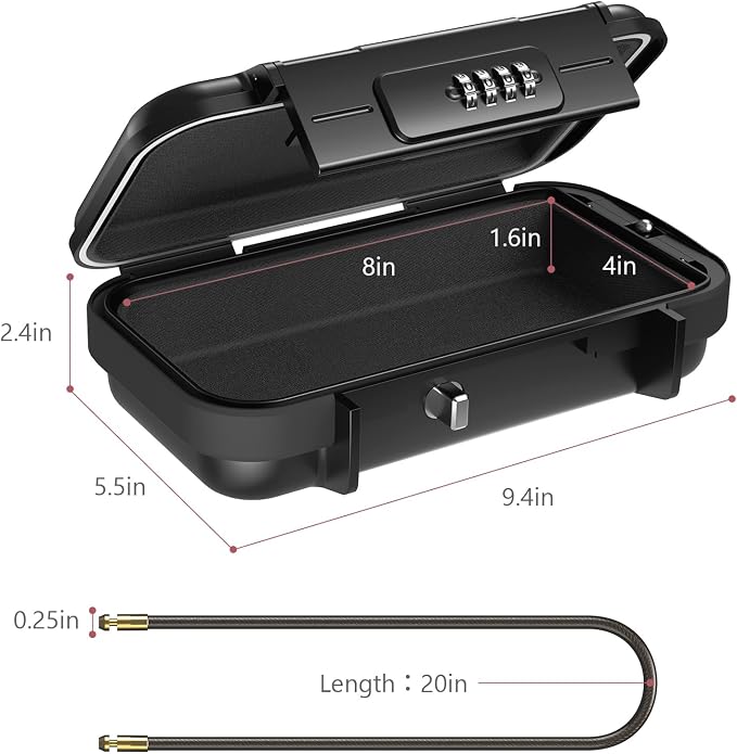 LOFICOPER Portable Safe Lock Box, 4 Digit Security Case, Beach Safe Box