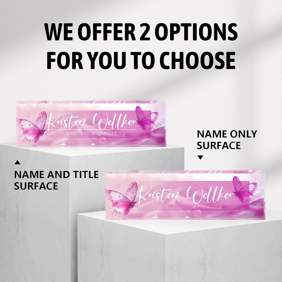 Custom Office Name Plate for Desk, Desk Name Plate Personalized, Personalized Gifts for Women, Appreciation Gifts for Employee Coworkers Boss Teacher, Office Accessories (Purple Butterfly)