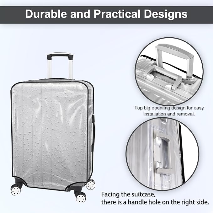 Suitcase Cover for 28" Luggage TSA Approved Clear PVC Thickened Protective