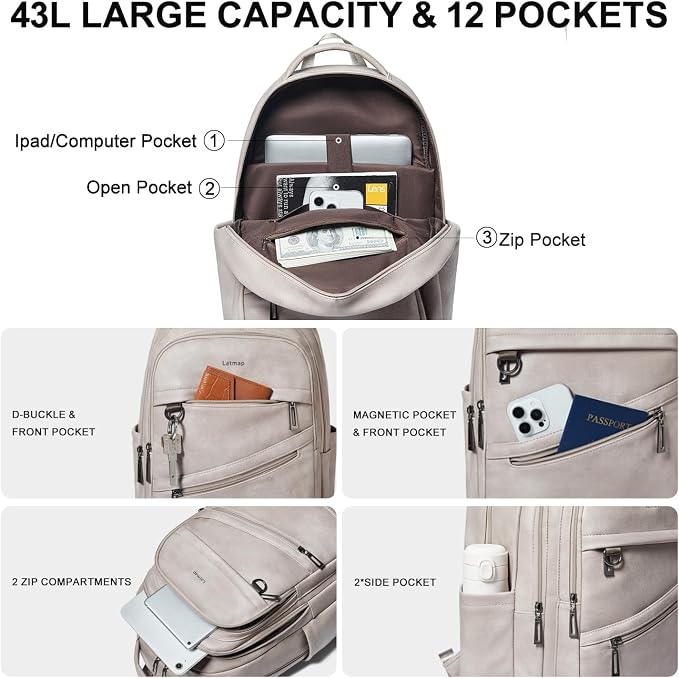 43L Backpack for Women Men