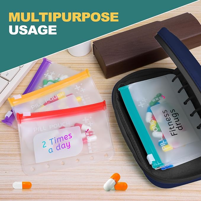 A7-L Timueetech Water-Proof Pill Pouch Set, BPA Free, A7-L Pill Loose-Leaf