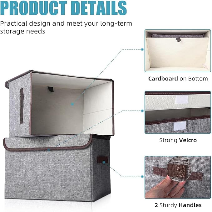 Large 22 Quart Linen Fabric Foldable Storage Bin Cube Organizer Basket
