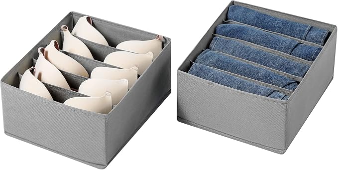 Jeans Drawer Organizers for Clothing, 5 Compartment Wardrobe Storage Box