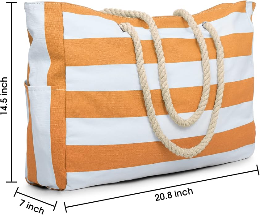 Becokan Beach Bags for Women Large Waterproof Beach Tote Bag Zipper Beach Bags