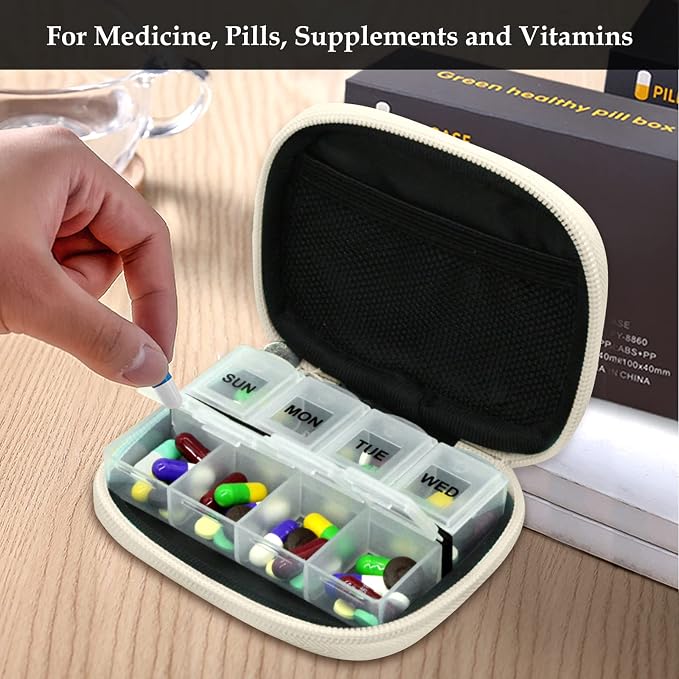 Serfeymi Weekly Travel Pill Organizer Case