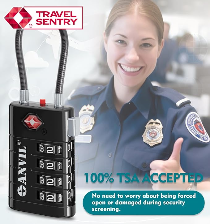 ANVIL 4 Digit Luggage Locks, TSA Locks