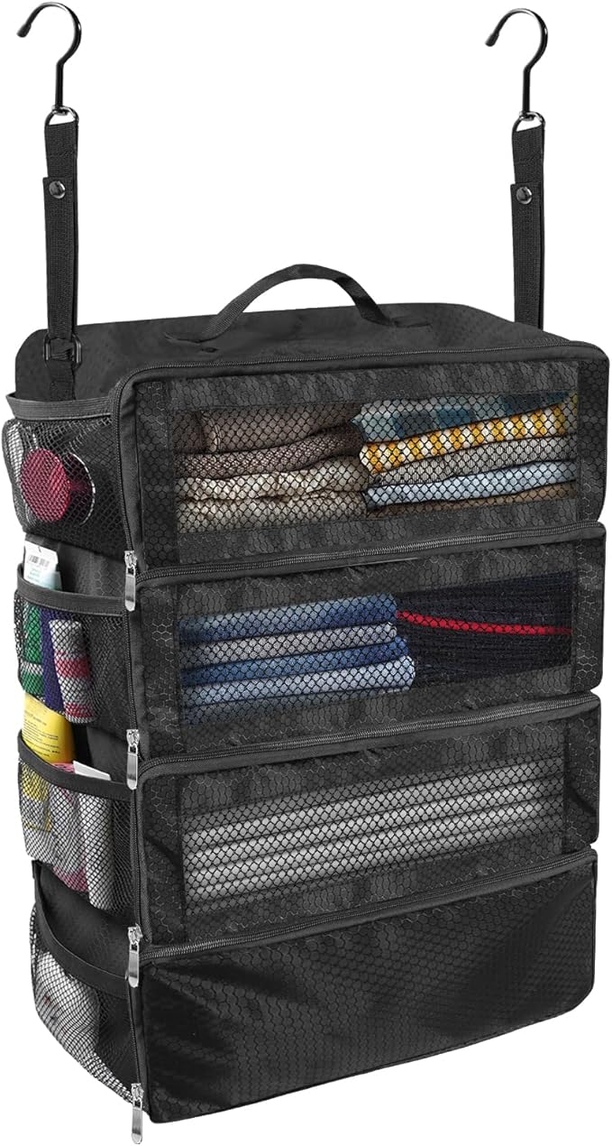 Suitcase Organizer, Travel Luggage Organizer Portable Hanging Travel Shelves
