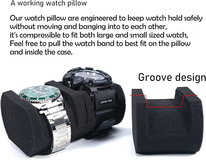 3 Slot Hard Watch Travel Case, Watch Roll Case Storage and Organizer