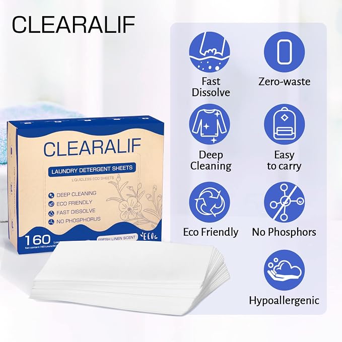 CLEARALIF Laundry Detergent Sheets, Fresh Linen, Apartments